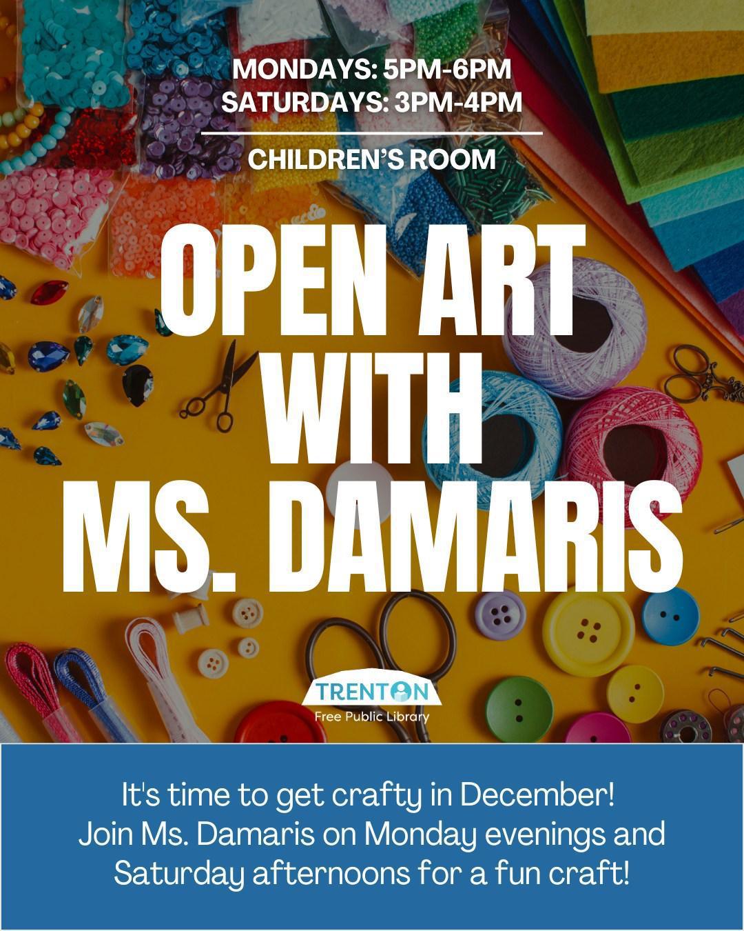 OPEN ART @TrentonPublicLibrary - 3-4pm Saturdays