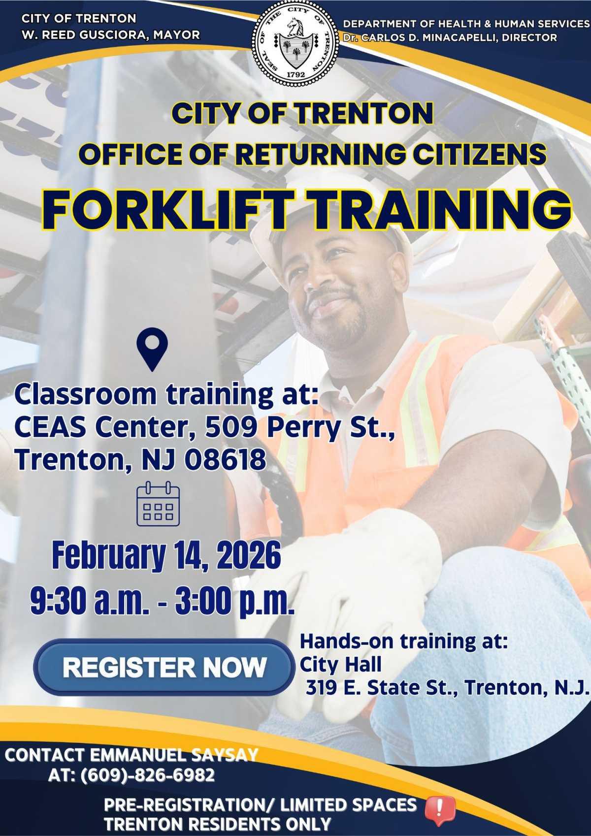 Forklift Training - Office of Returning Citizens City of Trenton