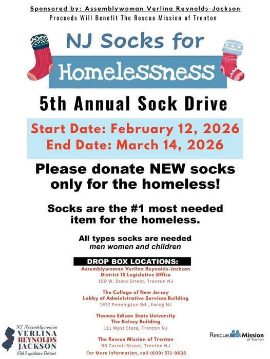 5th Annual Sock Drive - Trenton Rescue Mission @trentonrescuemission 
