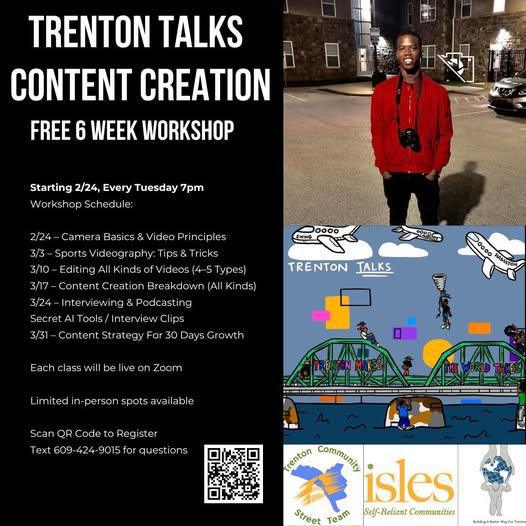Trenton Talks Content Creation Workshop is a FREE 6-week program designed for ages 10–18 