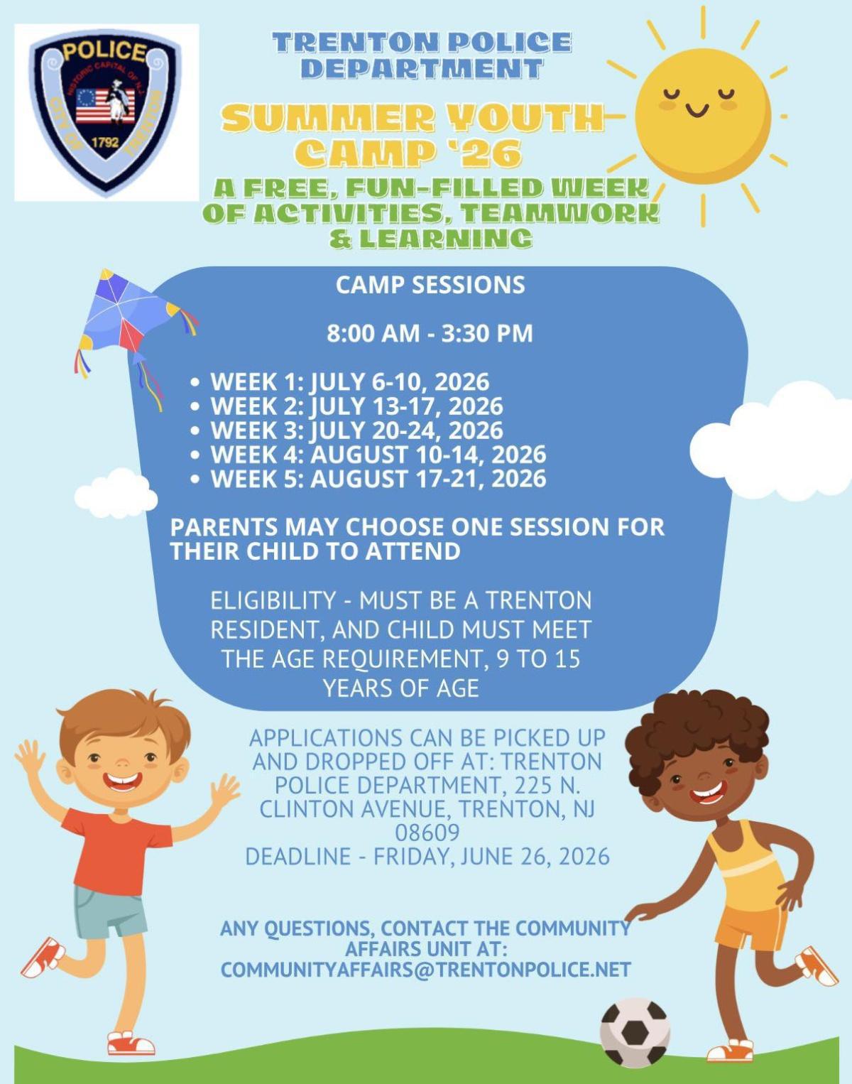 Trenton Police Department Summer Youth camps Trenton Police Department Summer Youth camps