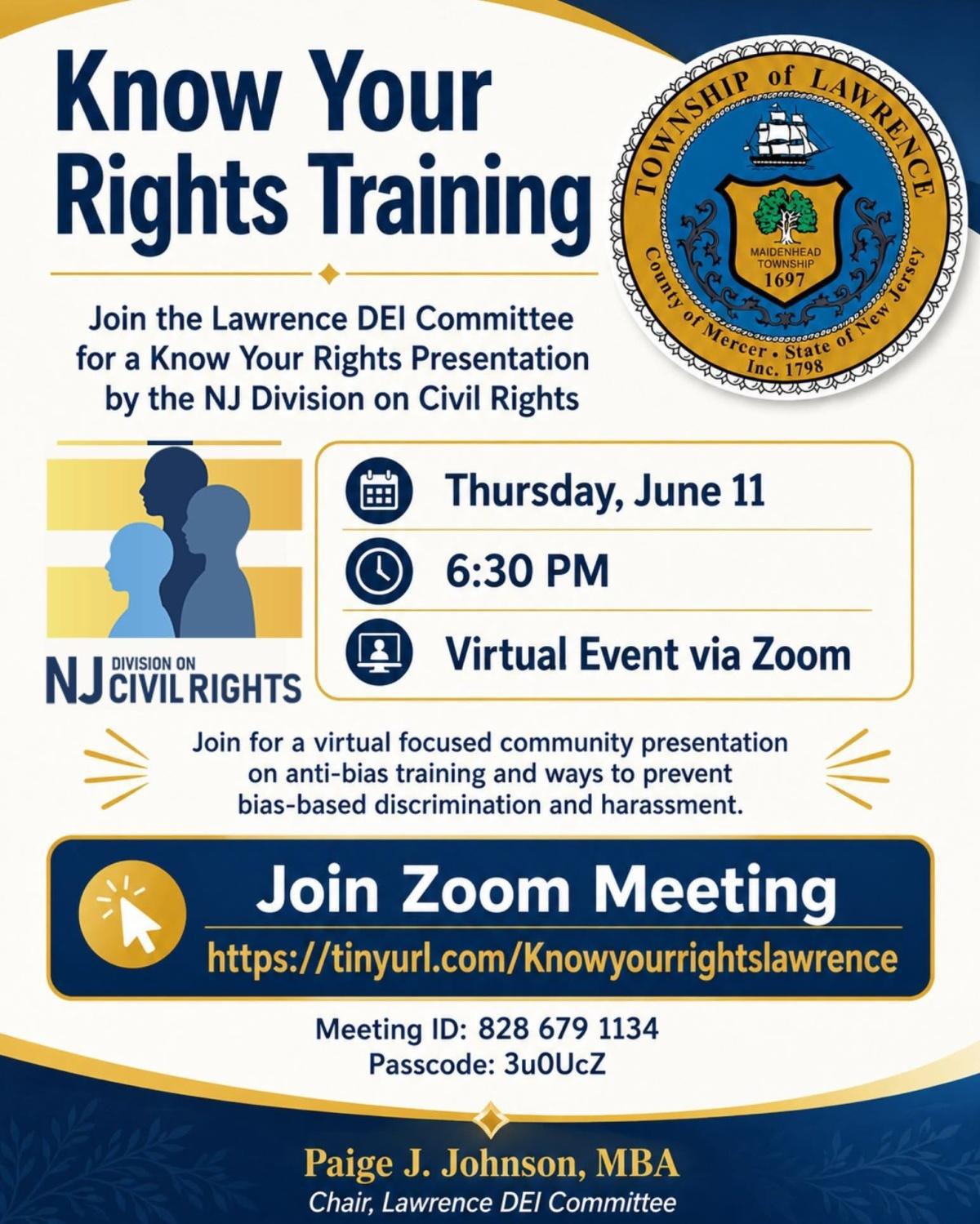 Lawerence DEI Committee Know Your Rights -- Free Virtual Training