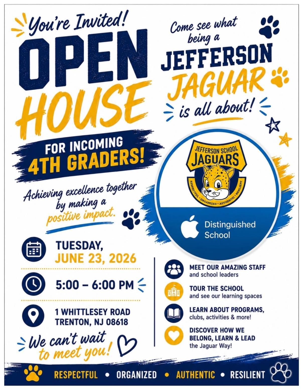 Jefferson Intermediate School for our Open House