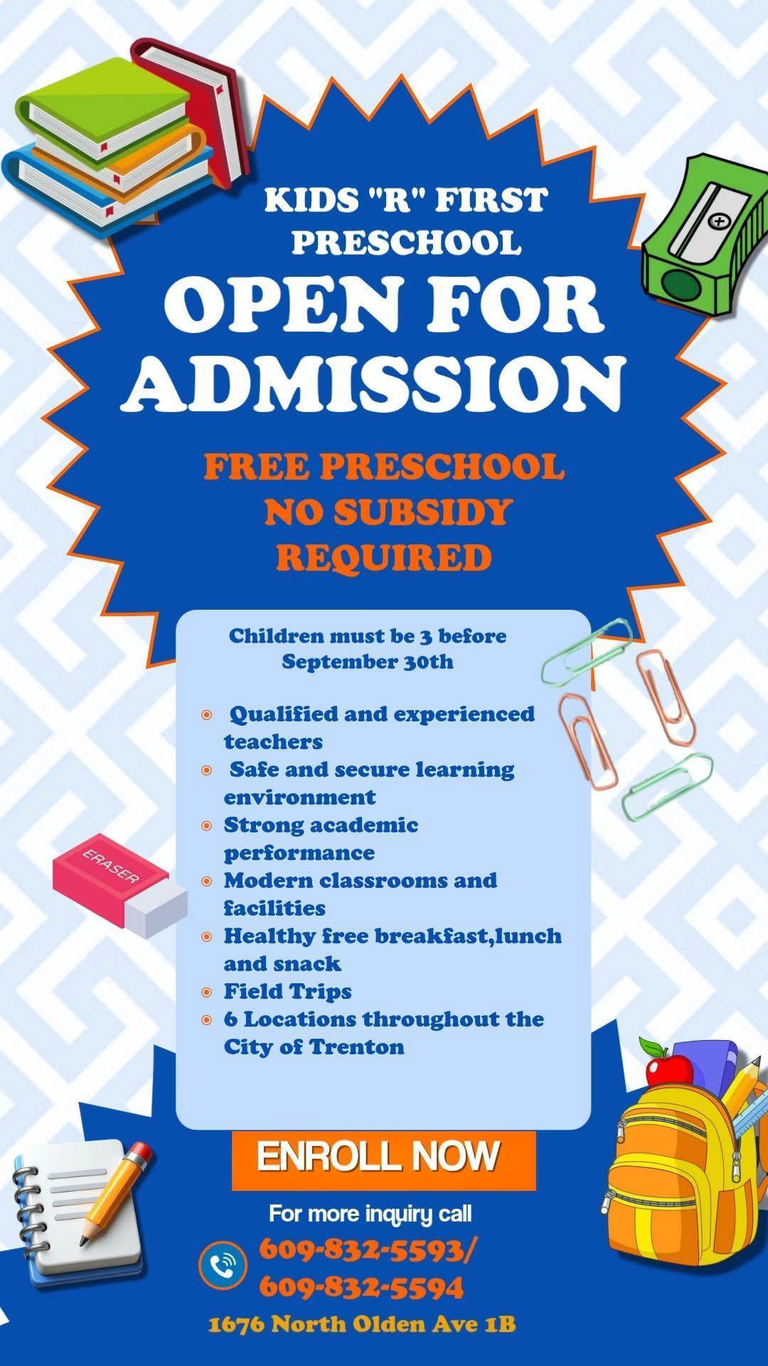 Kids R First Preschool Open For Admission 