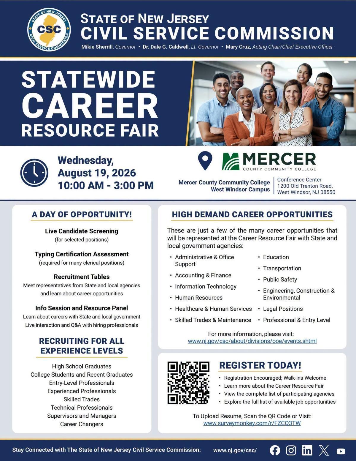 NJ Civil Service Commission Statewide Career Resource Fair!