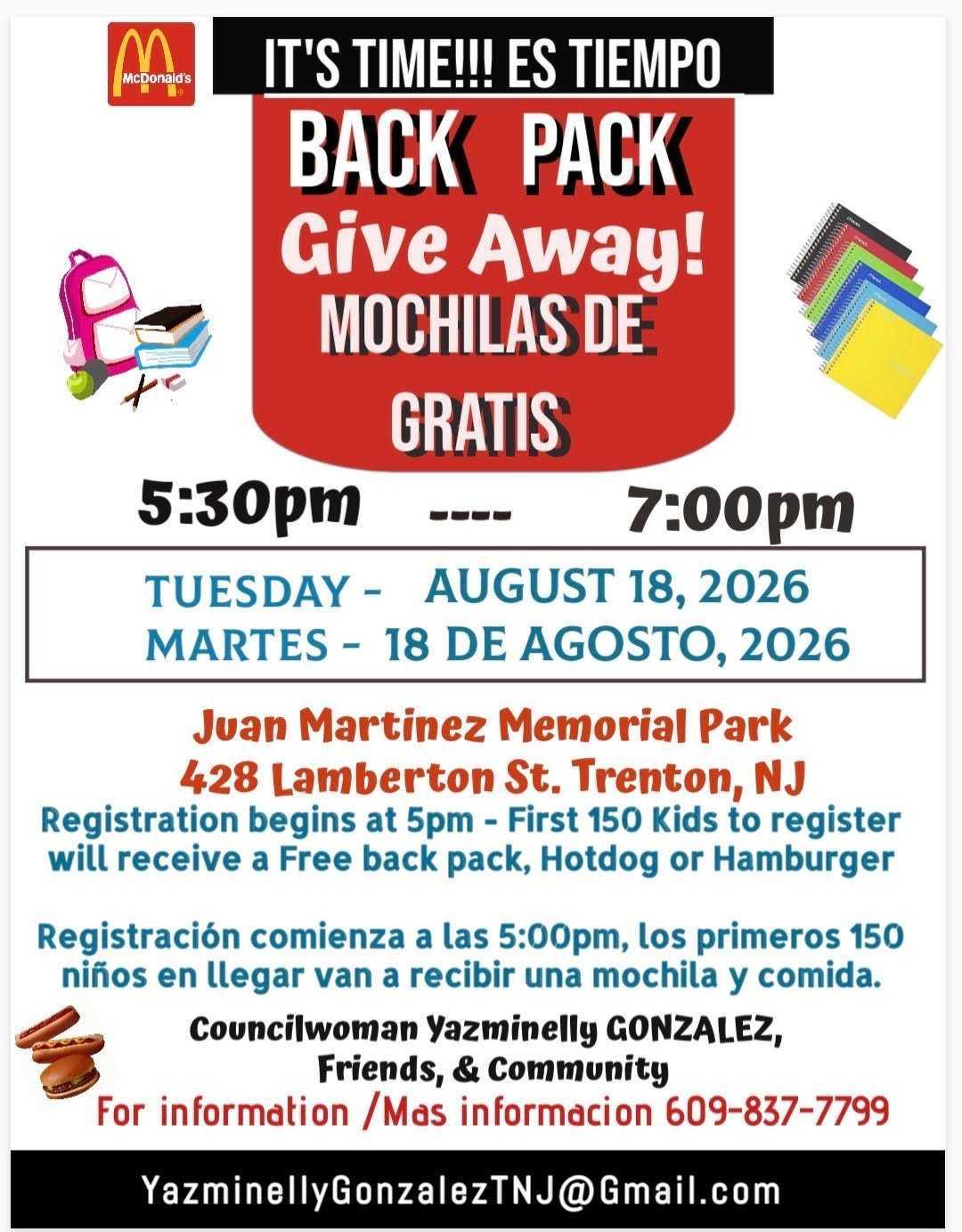 BACKPACK GIVEAWAY! AUGUST 18