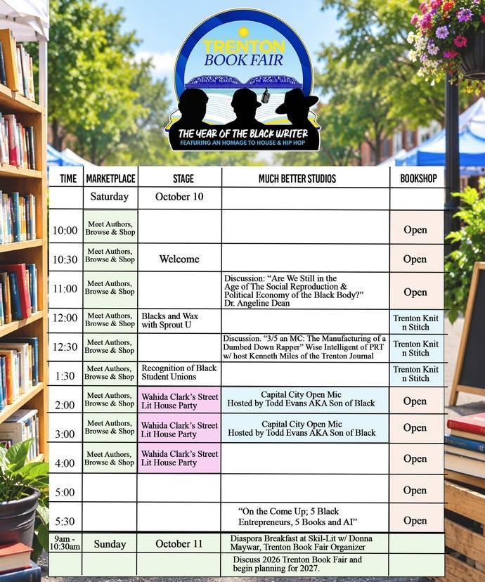 TRENTON BOOK FAIR. 4 WEST LAFAYETTE, DOWNTOWN TRENTON. OCTOBER 10