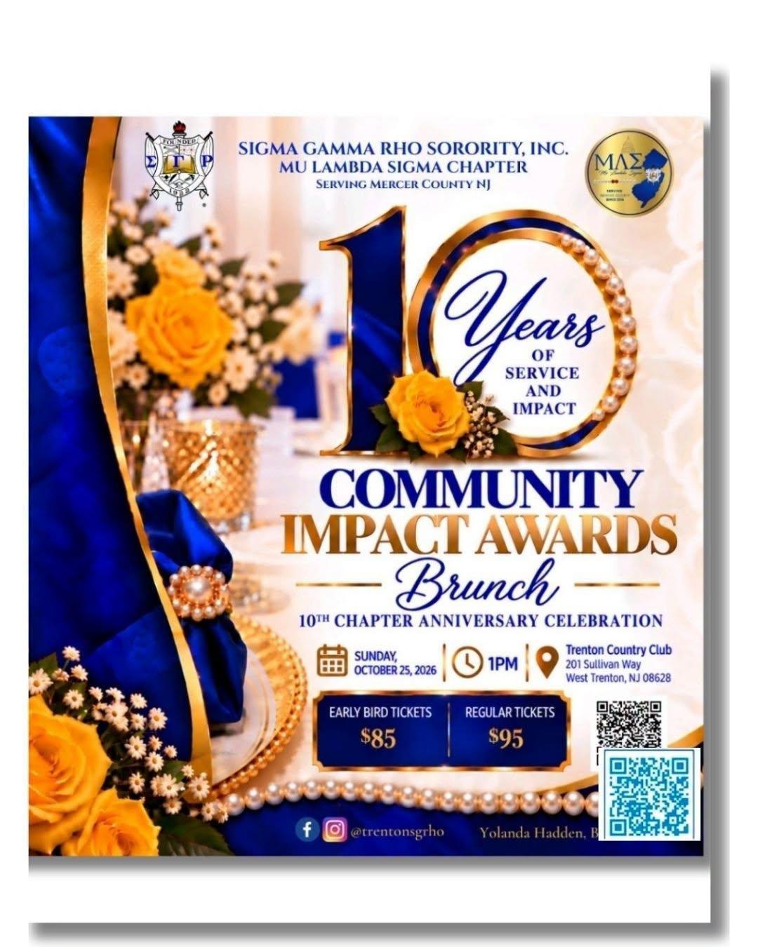 Community Impact Awards Brunch/10th Chapter Anniversary Celebration - Sigma Gamma Rho Sorority, Inc. Mu Lambda Sigma Chapter