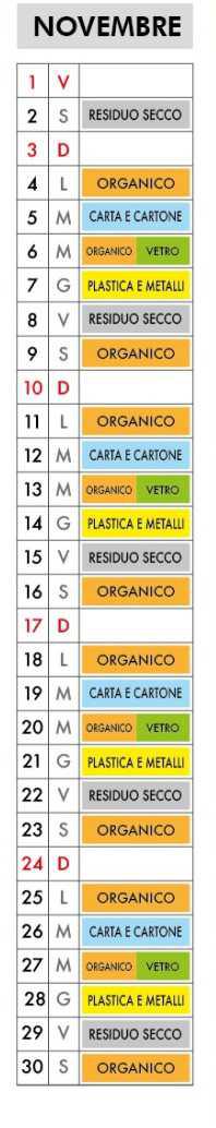 Calendario Raccolta Differenziata