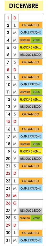 Calendario Raccolta Differenziata