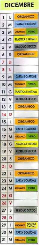 Calendario Raccolta Differenziata