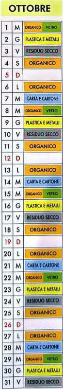 Calendario Raccolta Differenziata
