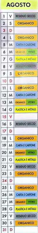 Calendario Raccolta Differenziata