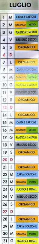 Calendario Raccolta Differenziata