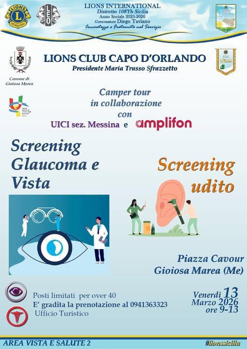 Screening Gratuito Glaucoma, controllo della vista e Udito (dalle 09:00 alle 13:00)