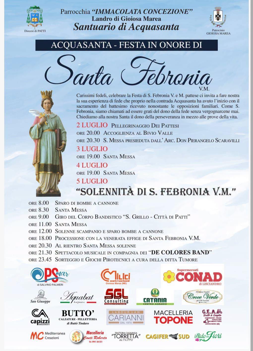 Solennità di S. Febronia - Spettacolo musicale con De Colores Band (Inizio ore 21.30)