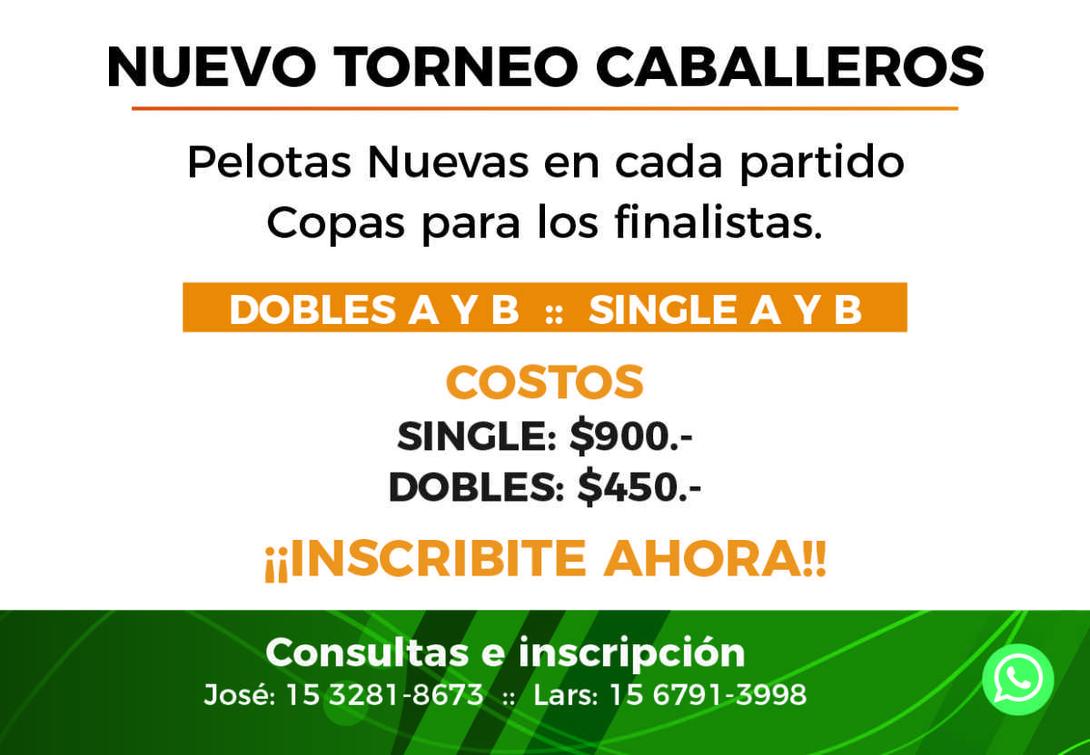 🎾 Nuevo Torneo Caballeros: Inscribite Ahora