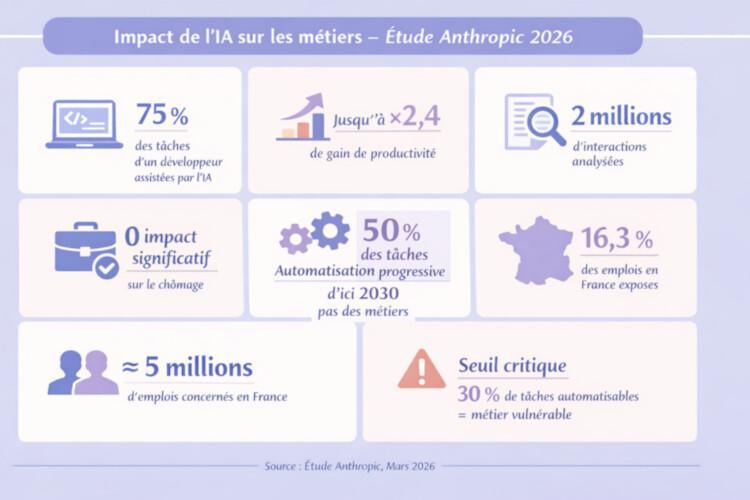 Ce que nous apprend l'étude d'Anthropic sur l'impact de l'IA sur les métiers (Mars 2026) Ce que nous apprend l'étude d'Anthropic sur l'impact de l'IA sur les métiers (Mars 2026)