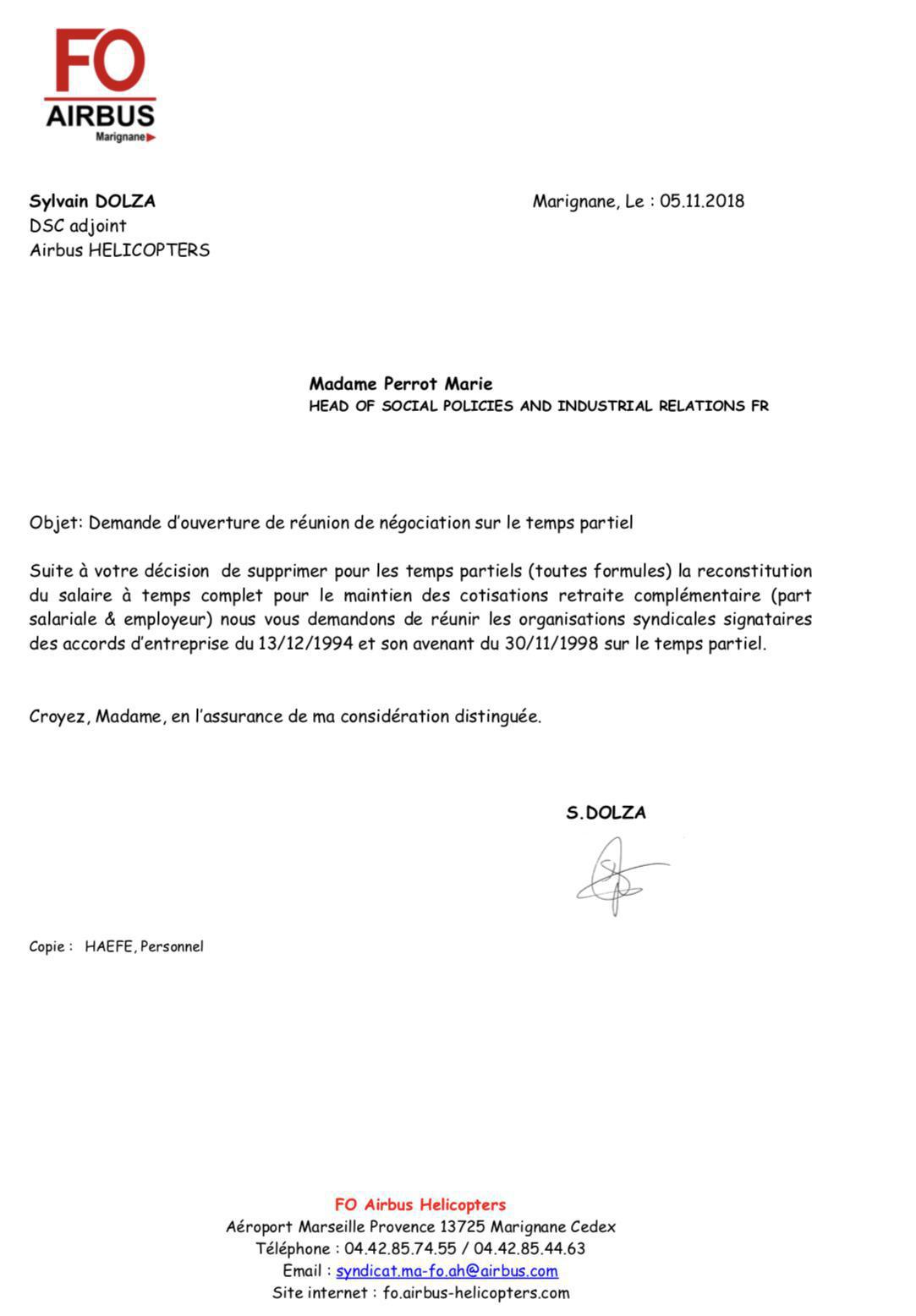 Temps Partiel Demande De Reunion Pour Negociation