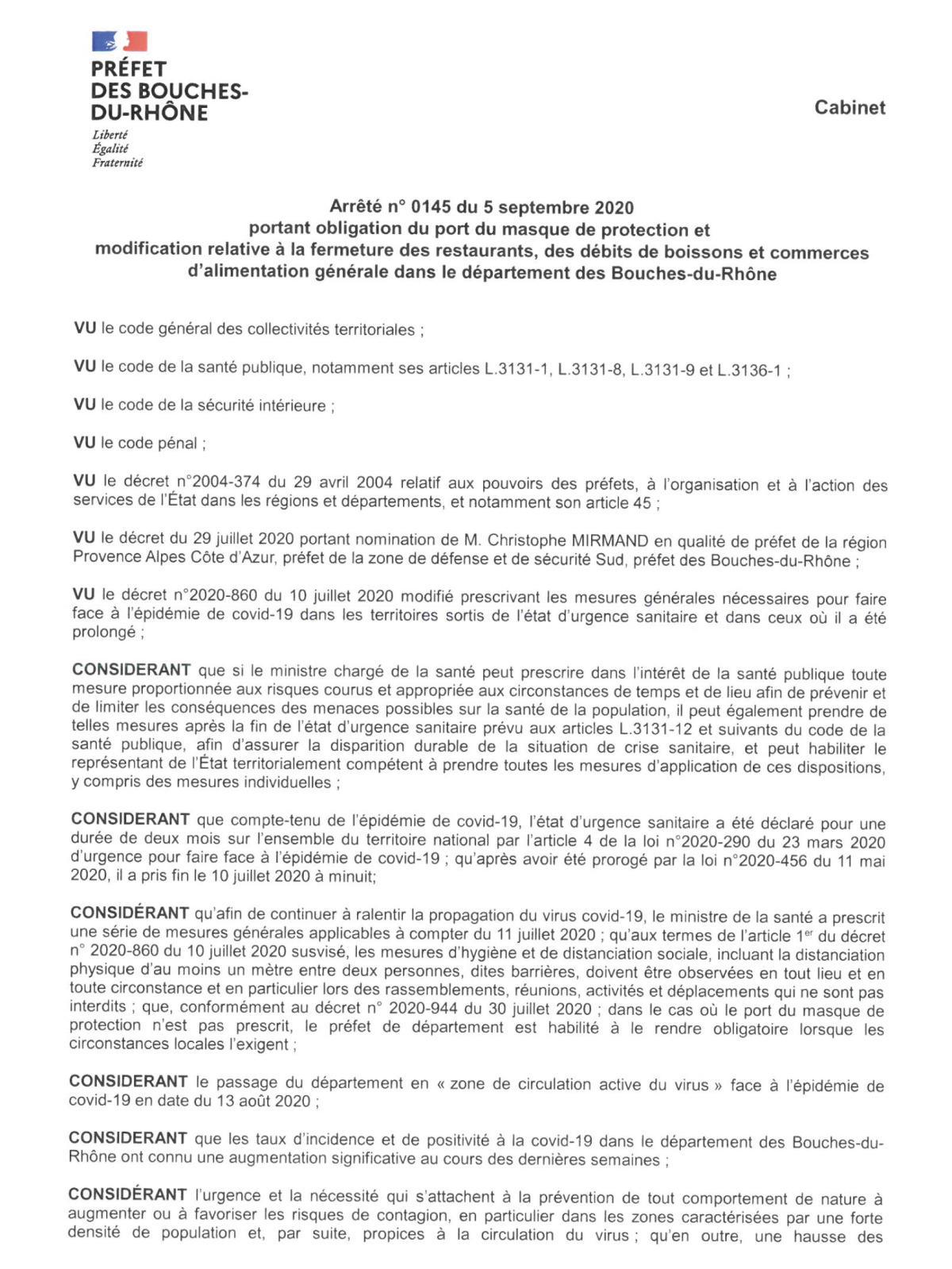 Coronavirus : le port du masque obligatoire dans toutes les communes des Bouches-du-Rhône de 6h à 2h 