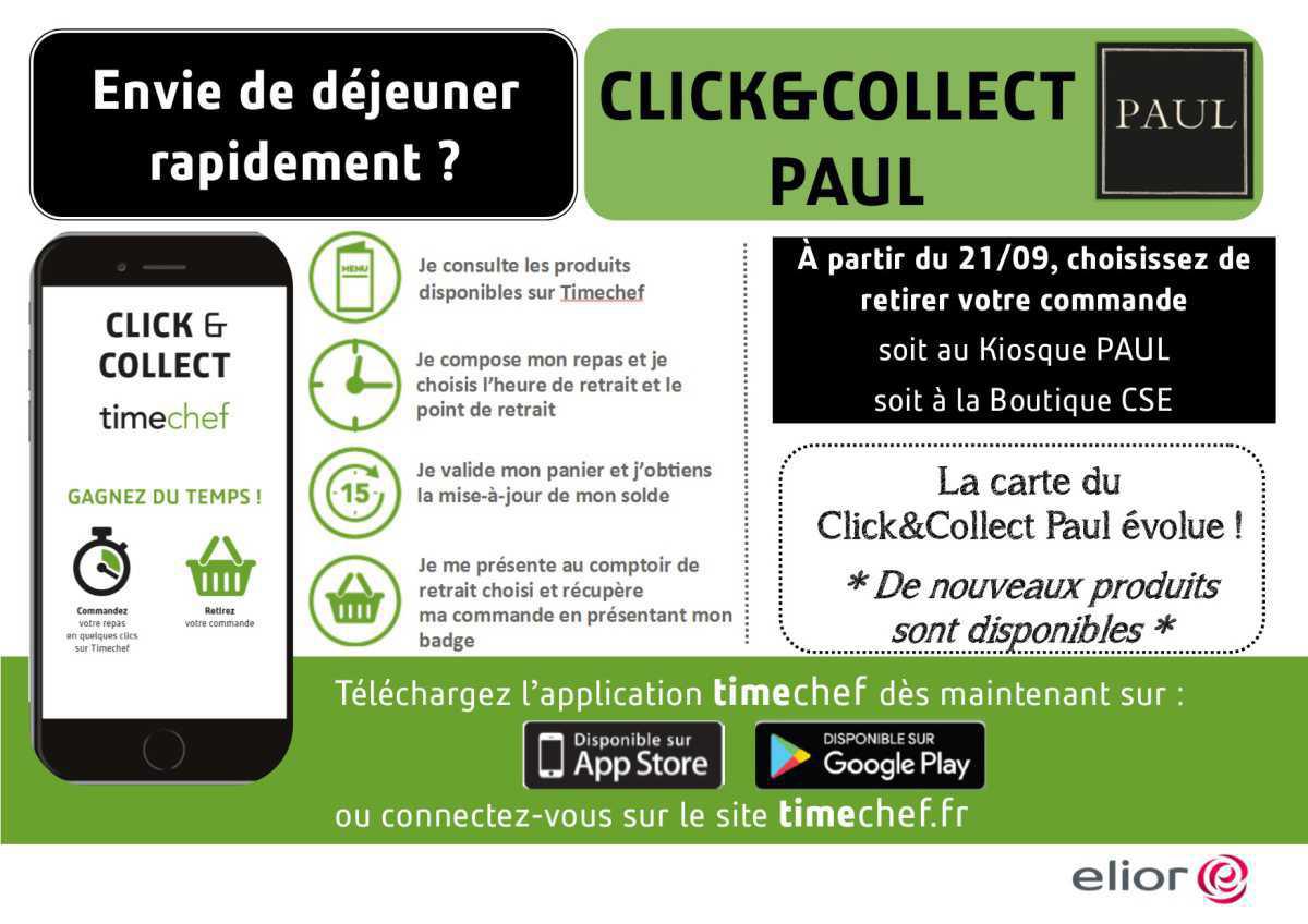 Votre CSE participe à hauteur de 2€ pour un menu acheté à PAUL !