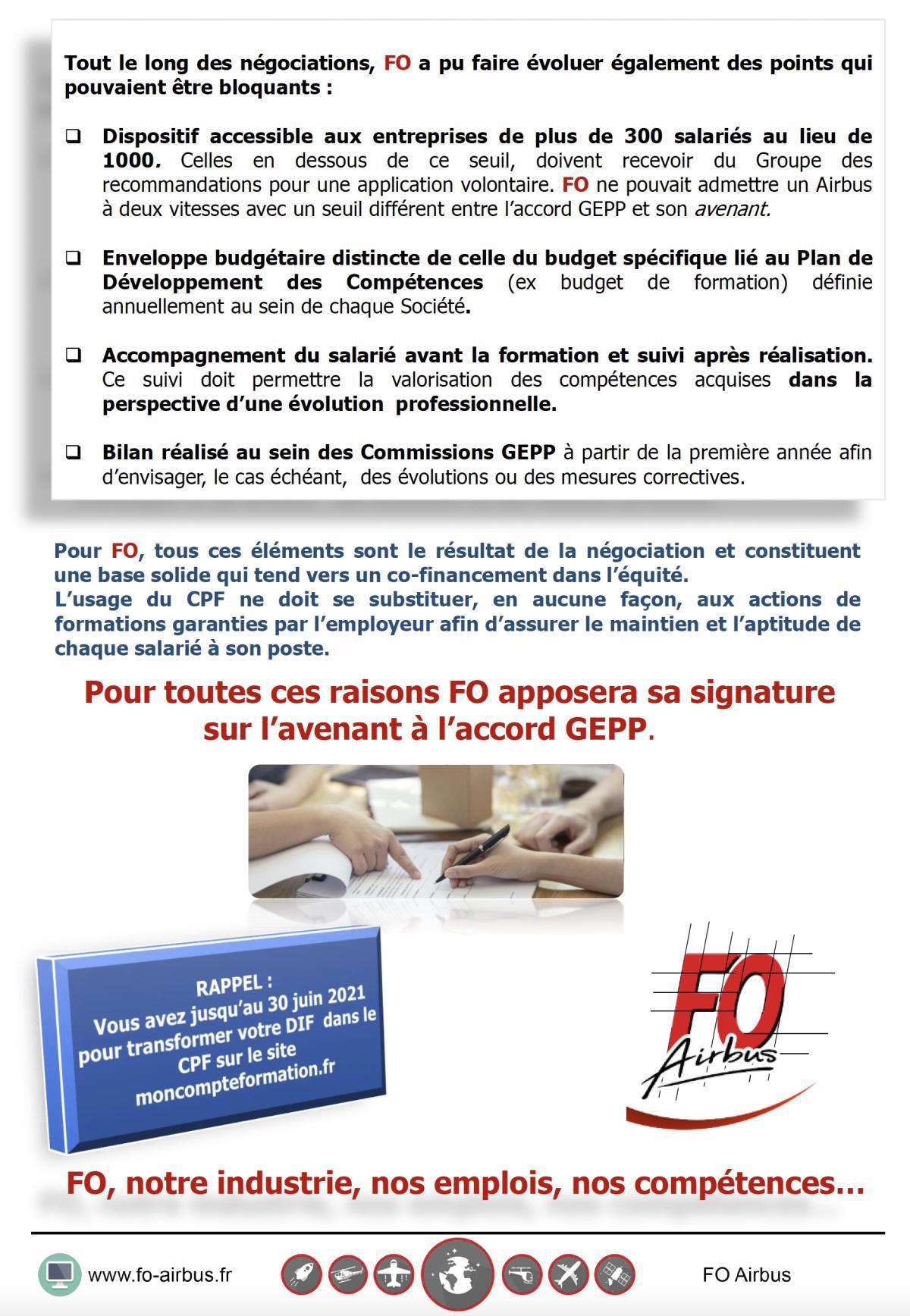 Avenant a l'accord GEPP un co-financement dans l'équité Avenant a l'accord GEPP un co-financement dans l'équité