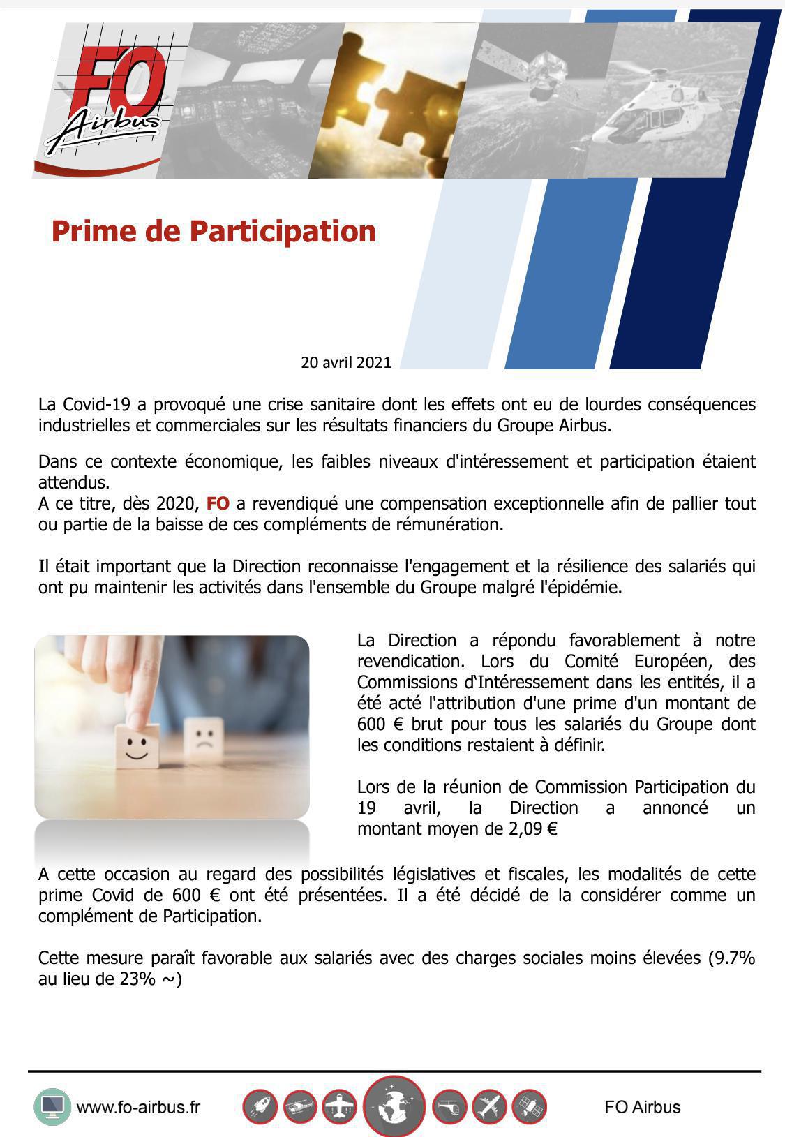La participation sera de 2,09€...