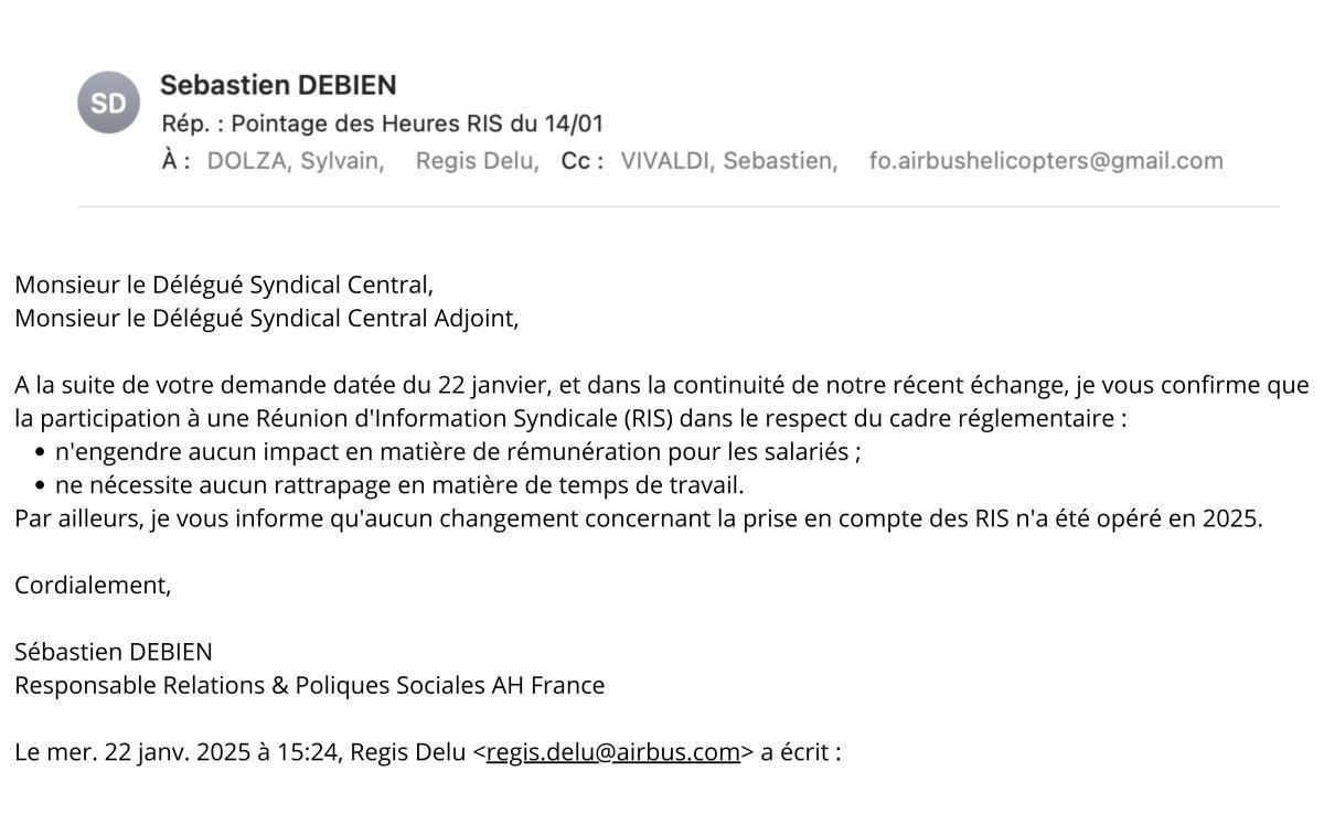 Réunion d'Information Syndicale : Confirmation de la Direction