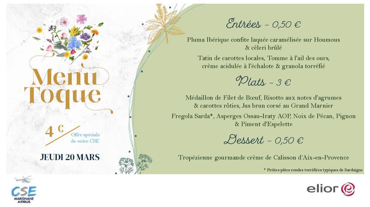 Les menus TOQUES