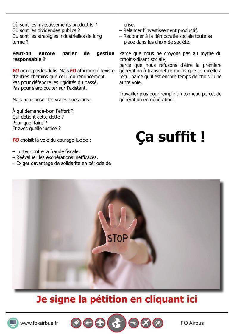 les sacrifices pour le monde du travail ça suffit !