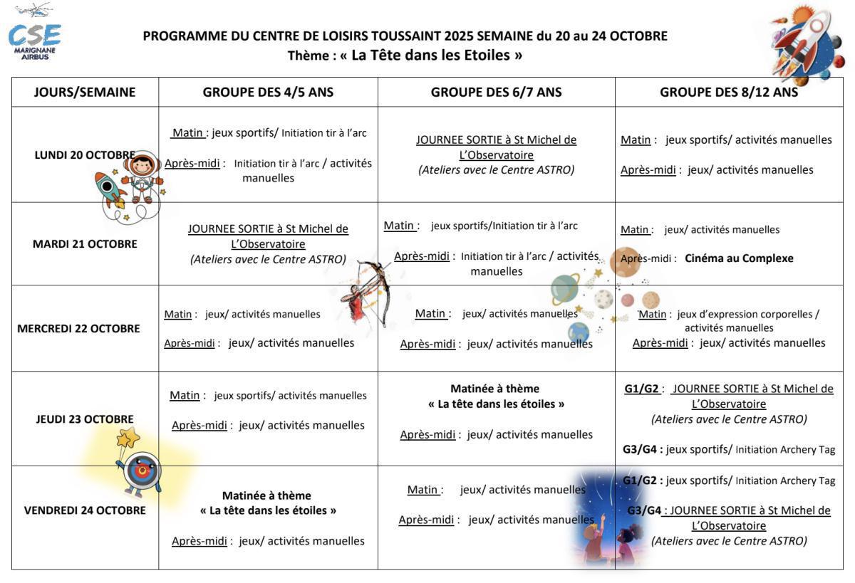 Centre de Loisirs Toussaint 2025 : les inscriptions sont ouvertes !