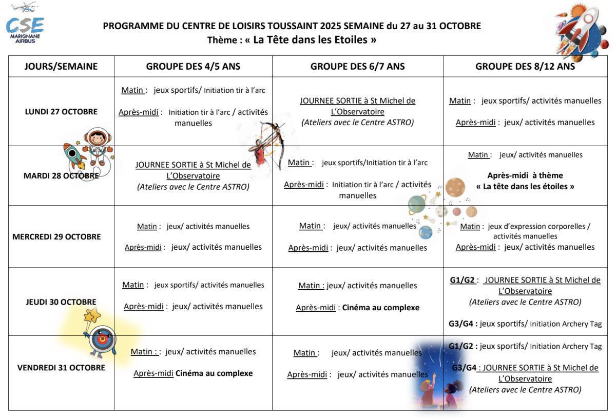 Centre de Loisirs Toussaint 2025 : les inscriptions sont ouvertes !