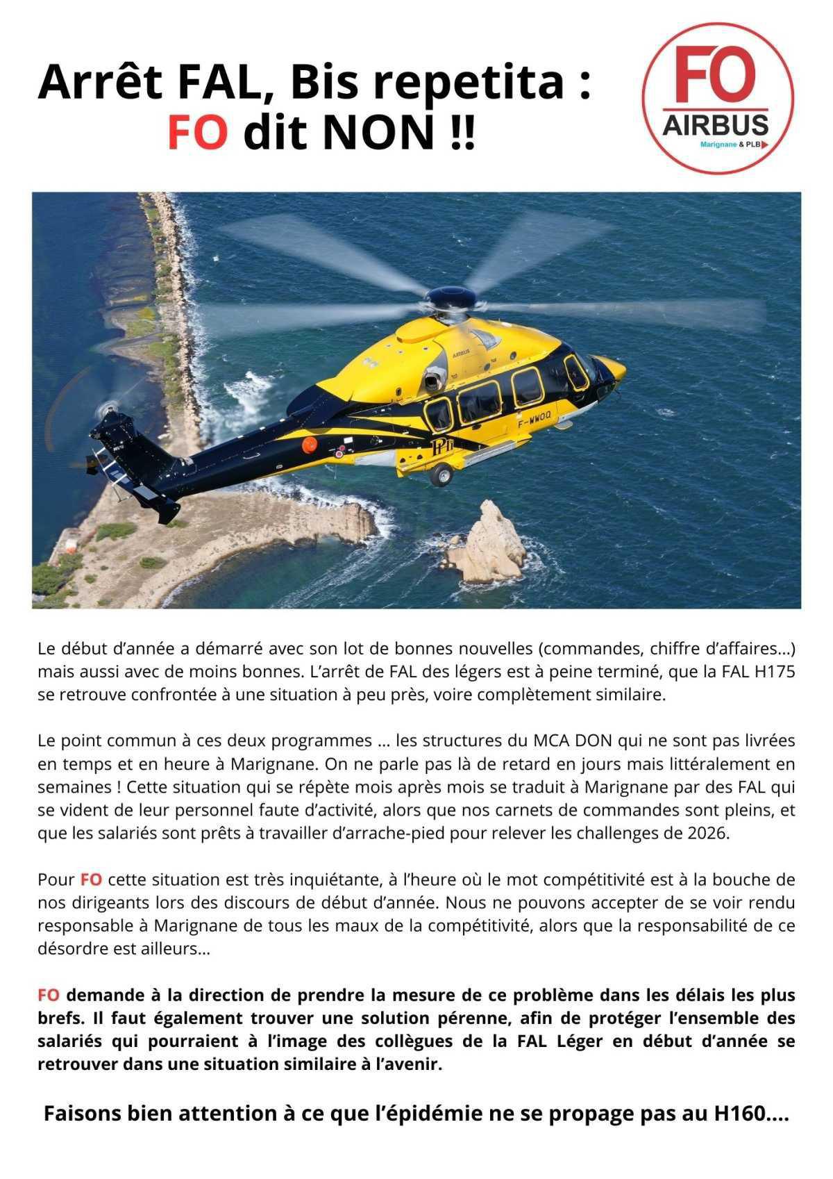 Arrêt FAL Bis répétita: FO dit NON!! Arrêt FAL Bis répétita: FO dit NON!!