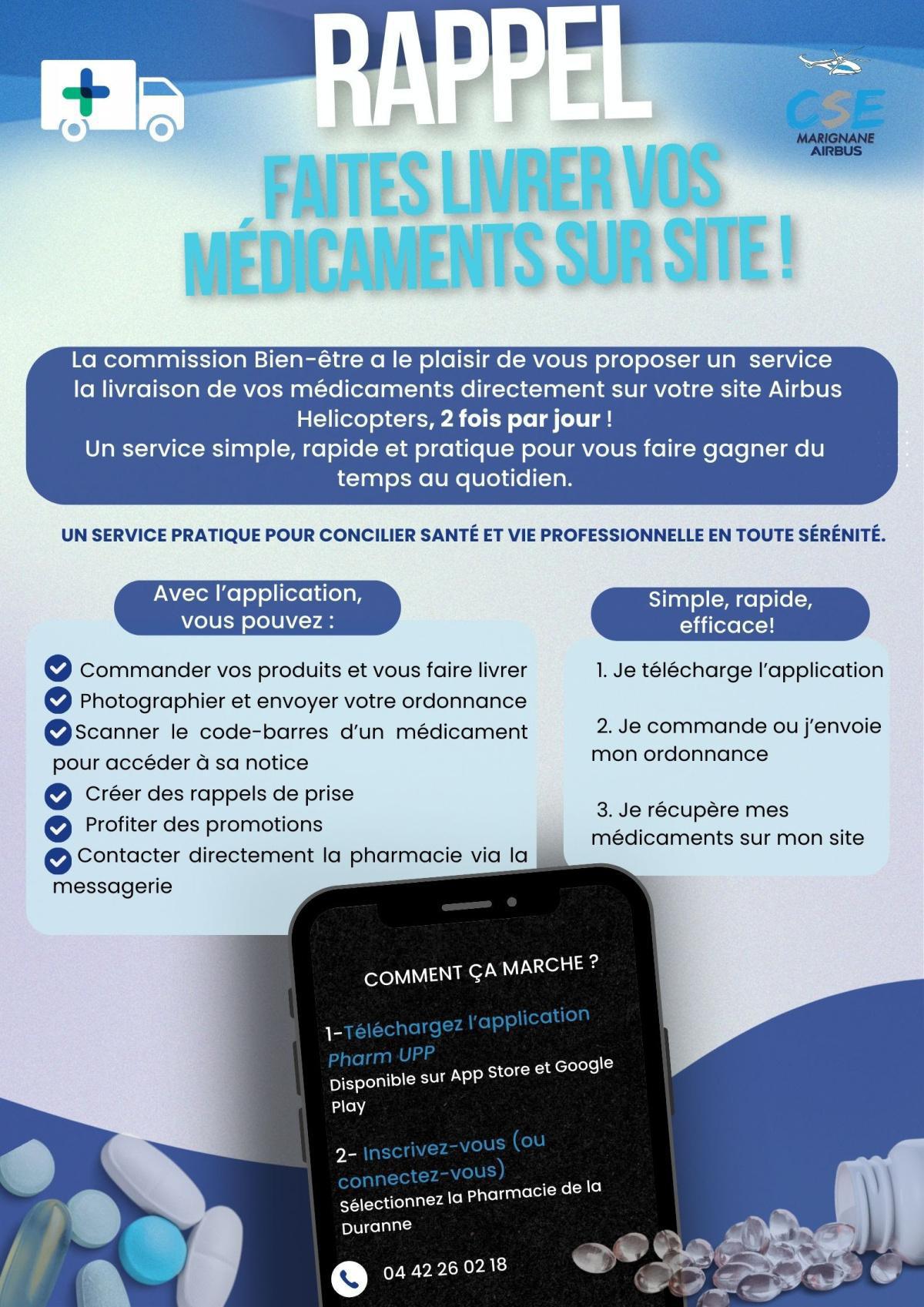 Faites livrer vos médicaments sur site !