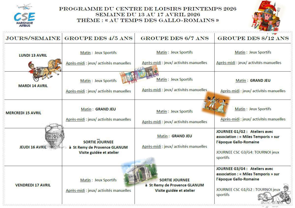 Programme & menu pour vos enfants au Centre Aéré, vacances de Pâques! Programme & menu pour vos enfants au Centre Aéré, vacances de Pâques!