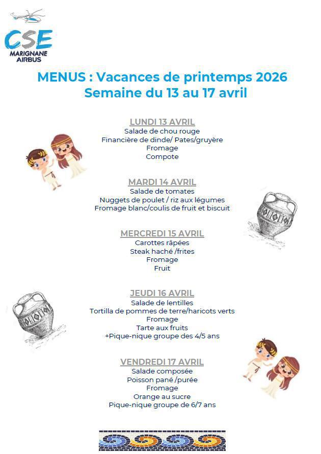 Programme & menu pour vos enfants au Centre Aéré, vacances de Pâques! Programme & menu pour vos enfants au Centre Aéré, vacances de Pâques!