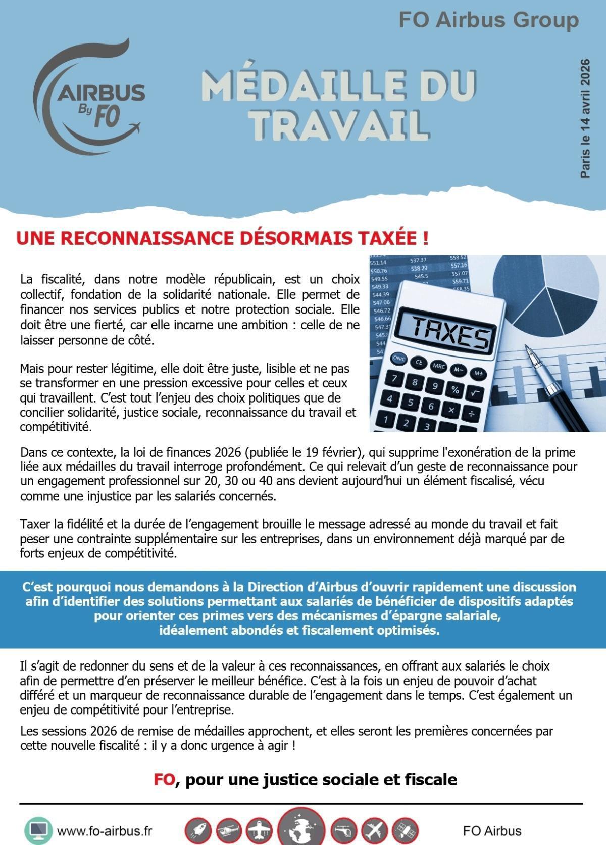 Médaille du travail : une reconnaissance désormais taxée !
