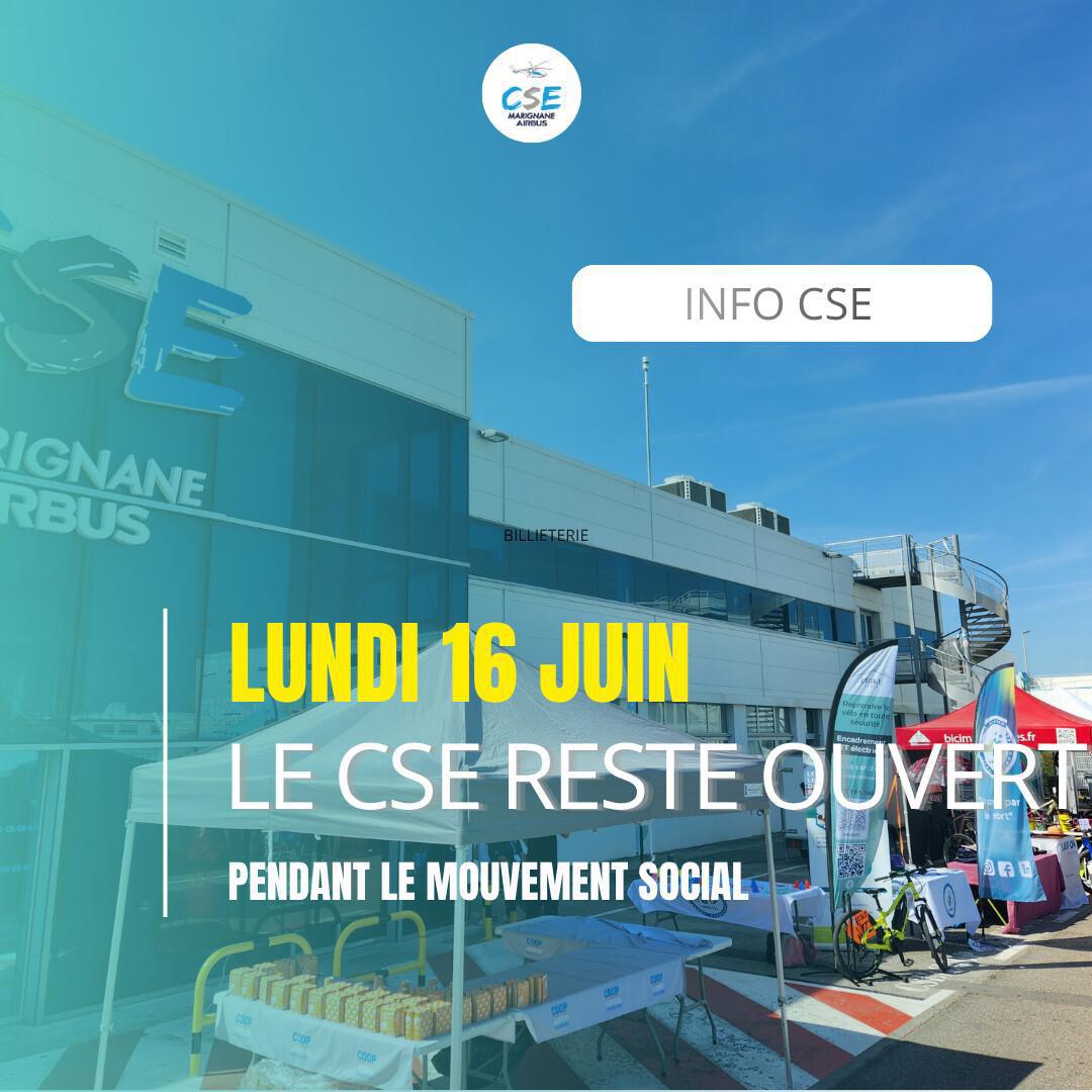 Le CSE reste ouvert pendant le mouvement social Le CSE reste ouvert pendant le mouvement social