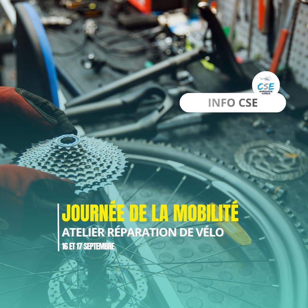 En selle ! À l’occasion des Journées de la Mobilité, Votre CSE ramène l'atelier de réparation de vélos au bureau. En selle ! À l’occasion des Journées de la Mobilité, Votre CSE ramène l'atelier de réparation de vélos au bureau.