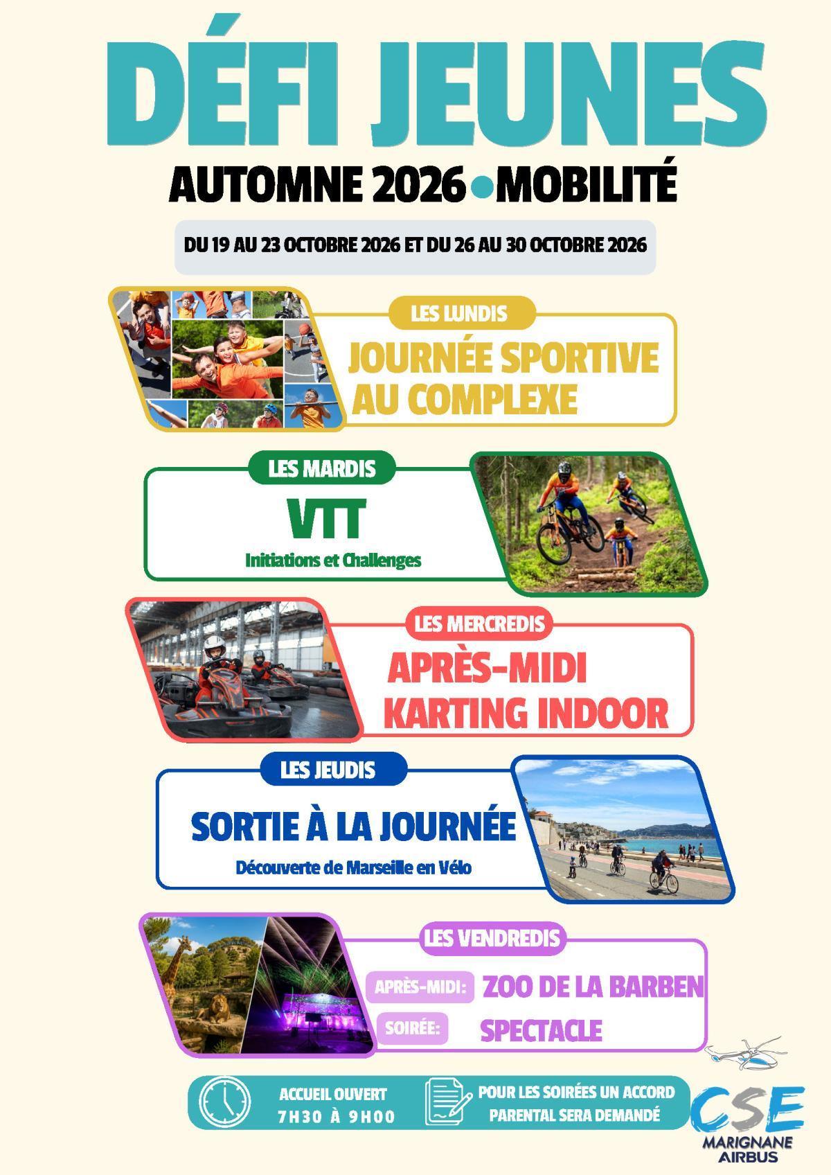 Défi Jeunes, pré-inscriptions vacances de Toussaint