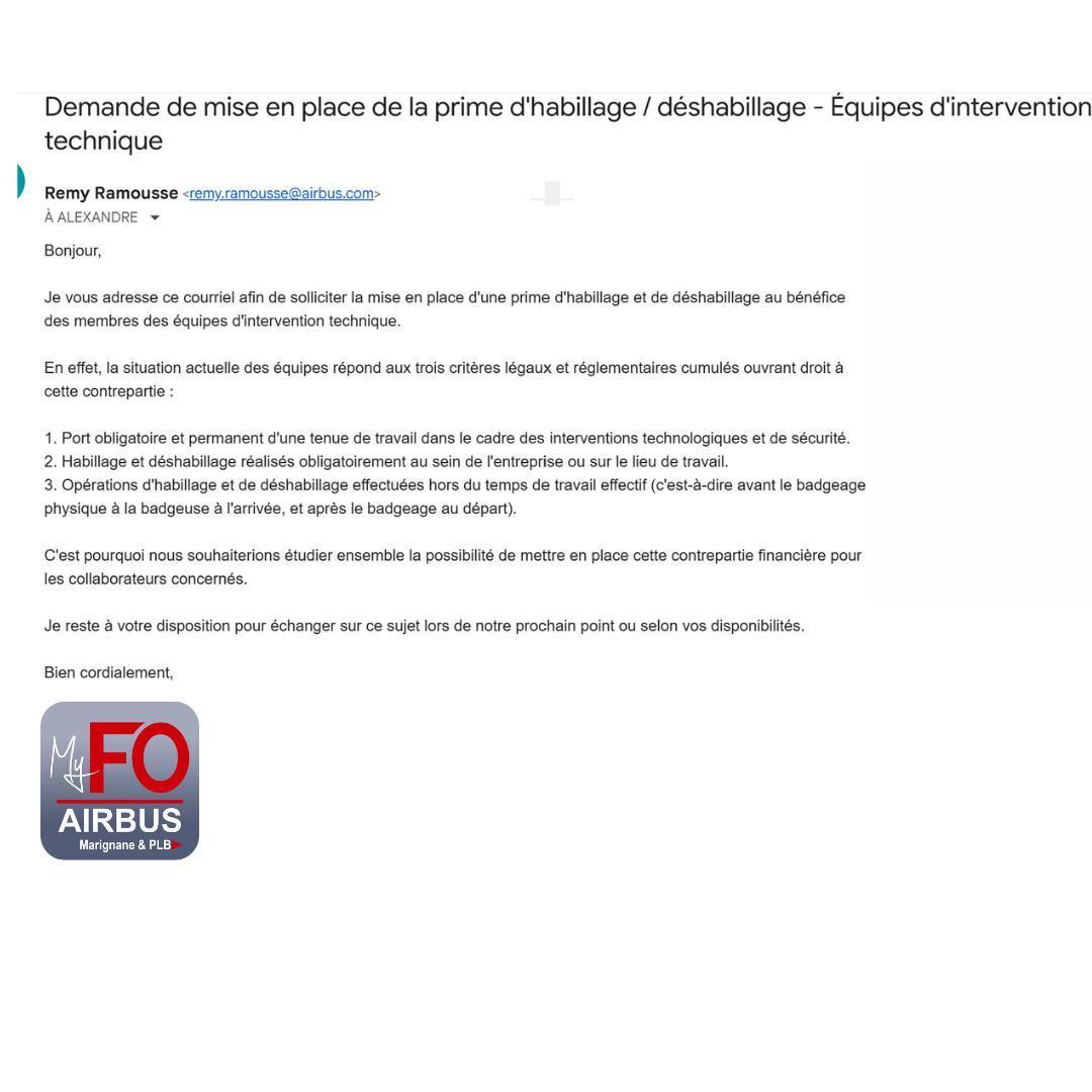 Prime d'habillage intervention technique : FO l'obtient!