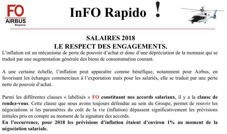 Salaires 2018 le respect des engagements.