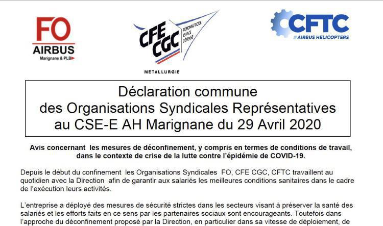 Déconfinement : déclaration des 3 organisations syndicales représentatives !