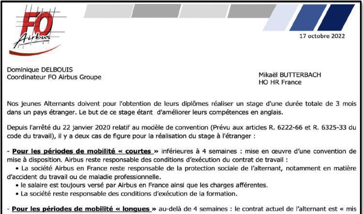 Réponse de la Direction pour nos alternants...