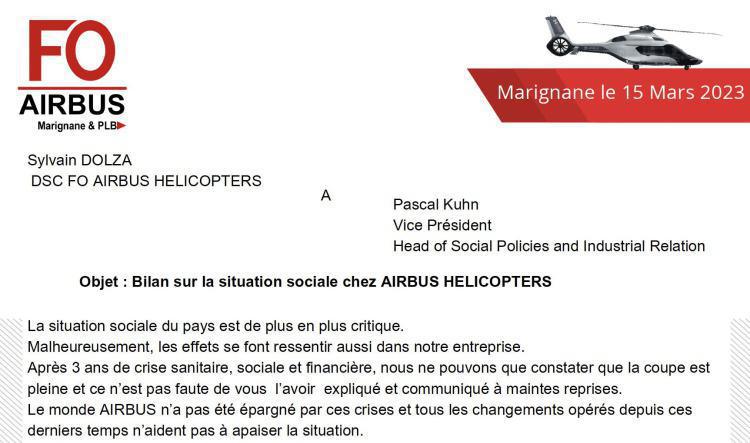 Bilan sur la situation sociale chez AIRBUS HELICOPTERS