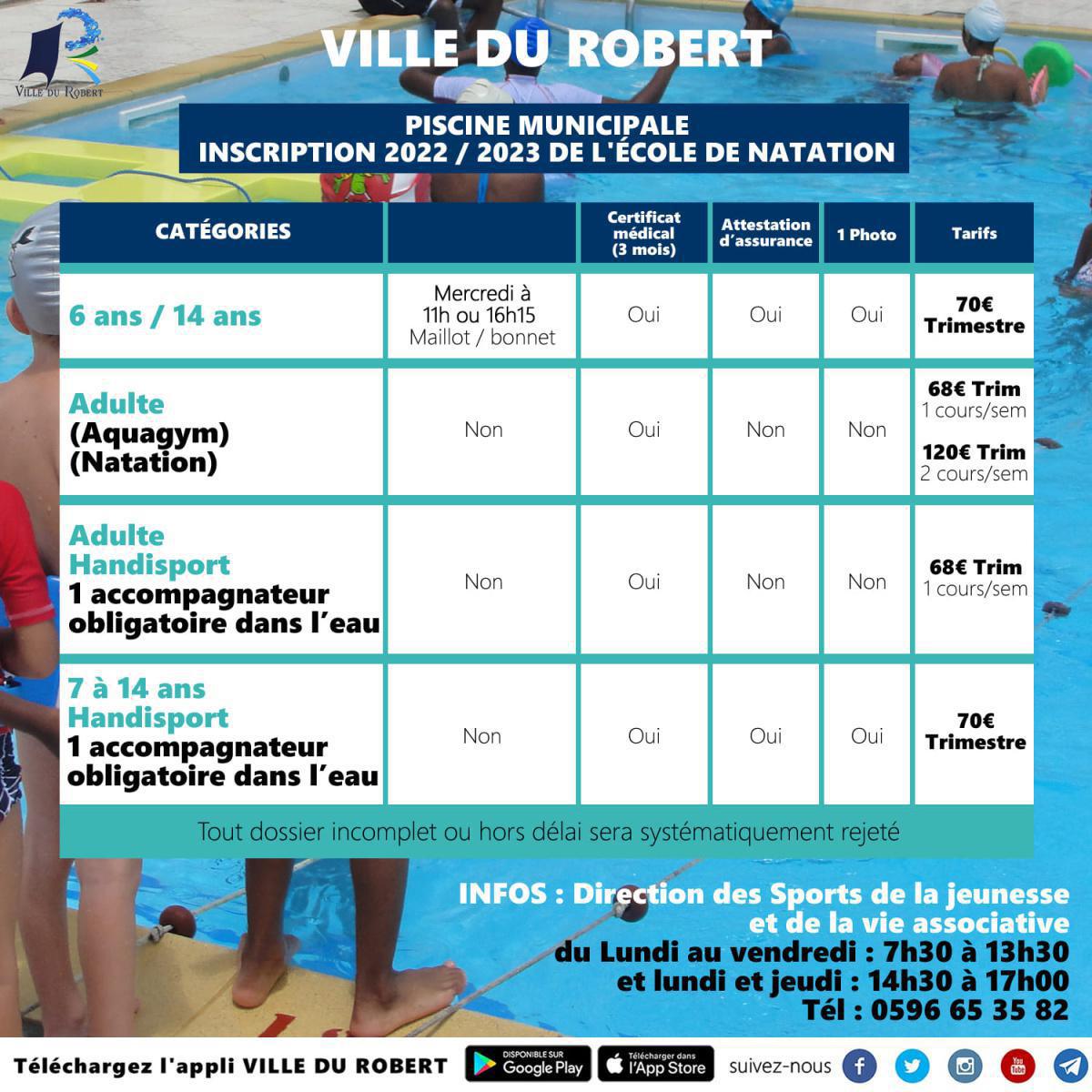 INSCRIVEZ-VOUS À L'ECOLE DE NATATION