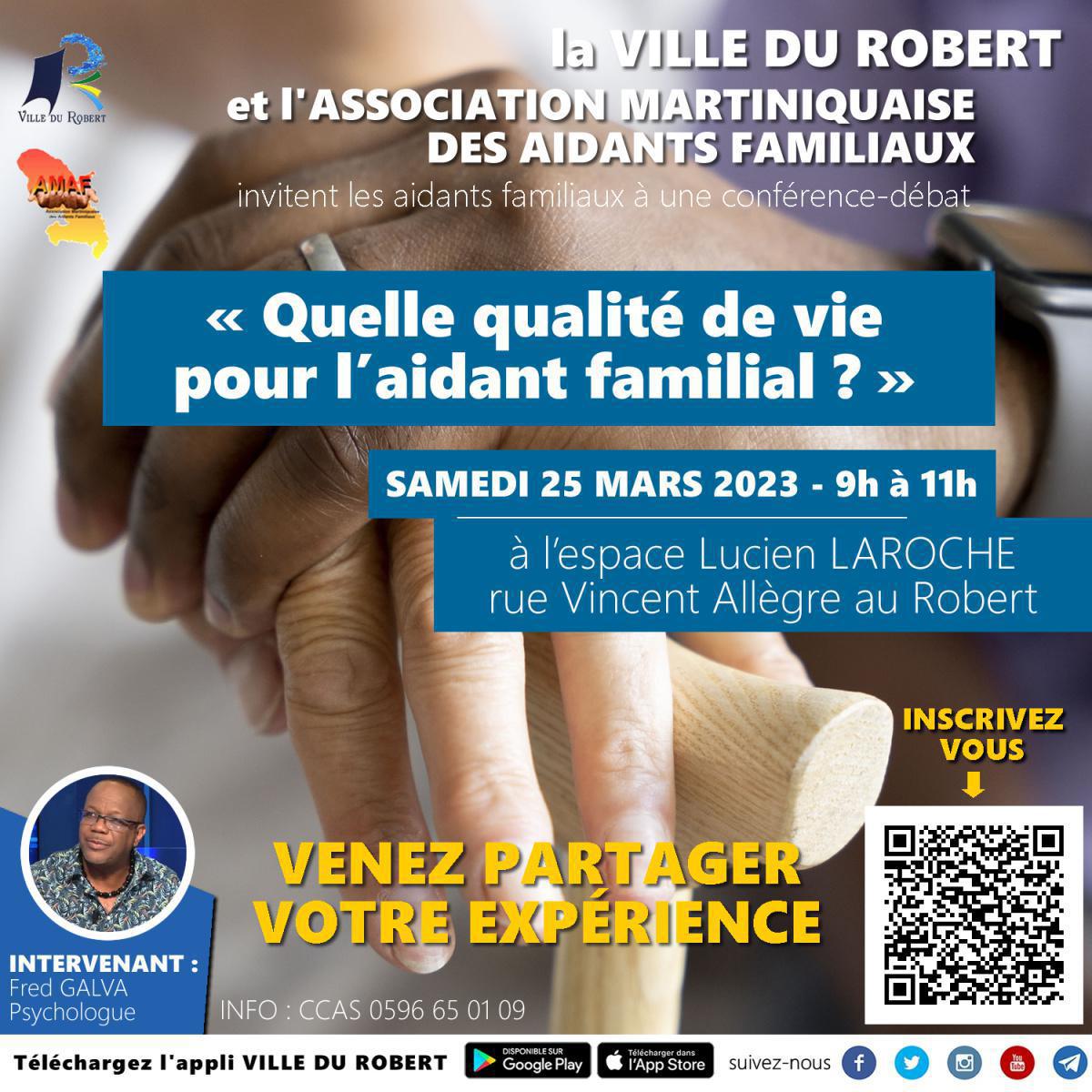 SAMEDI 25 MARS 2023 : CONFÉRENCE : QUELLE QUALITÉ DE VIE POUR L'AIDANT FAMILIAL