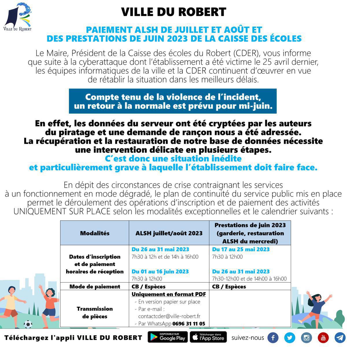 PAIEMENT ASLH DES VACANCES ET PRESTATIONS DE JUIN 2023