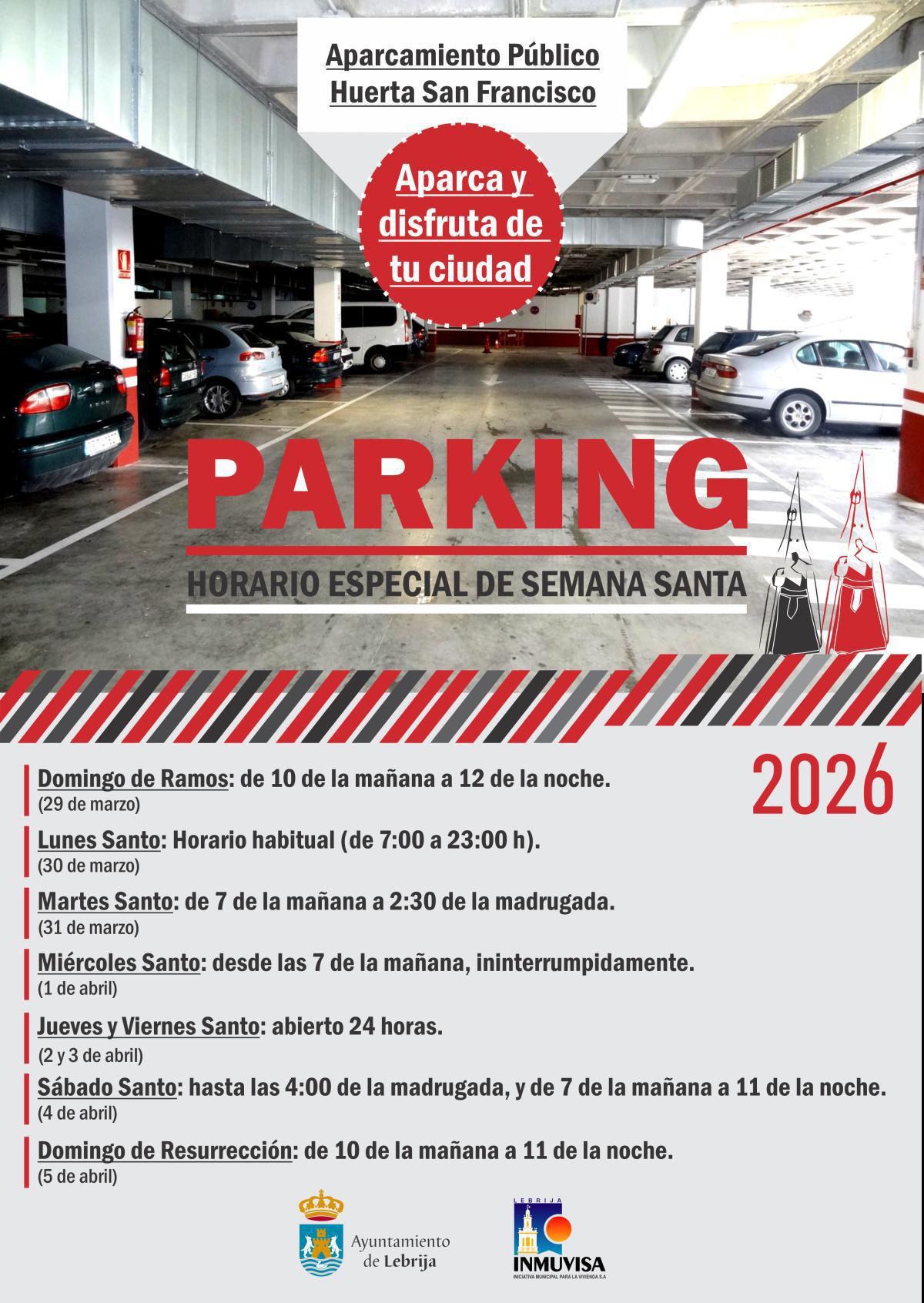 Horario especial del Parking de San Francisco durante la Semana Santa 