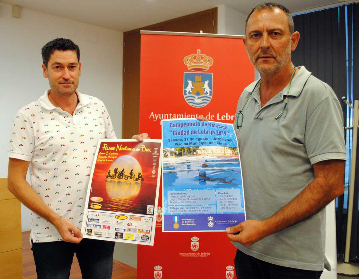 Presentados la ‘Carrera y Paseo luna de agosto’, el Campeonato de Natación ‘Ciudad de Lebrija 2019’ y el ‘Paseo Nocturno en Bici’